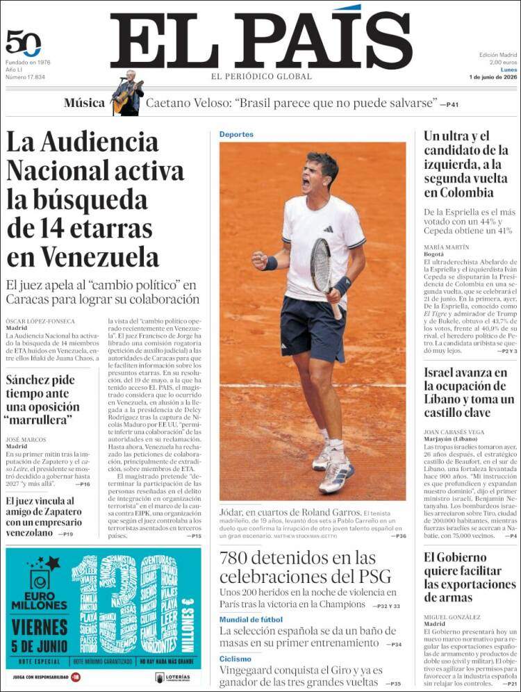 'El País', 1 de juny de 2026 'El País', 1 de juny de 2026