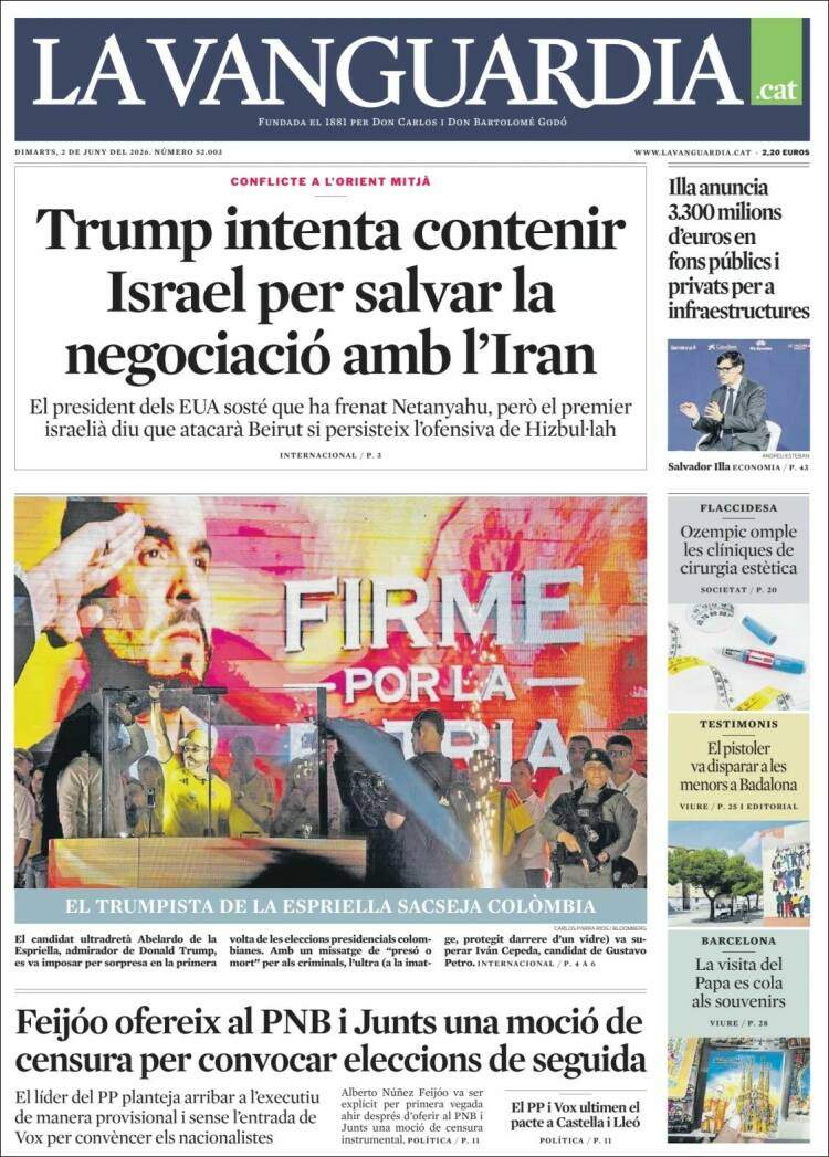 'La Vanguardia', 2 de juny de 2026