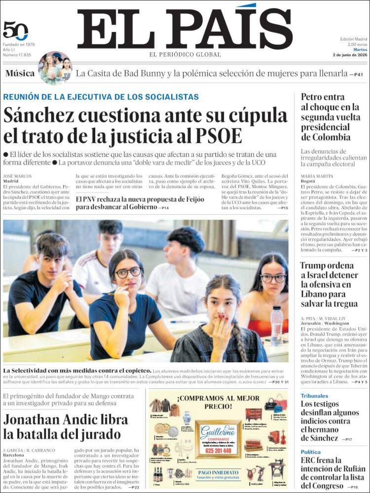 'El País', 2 de juny de 2026
