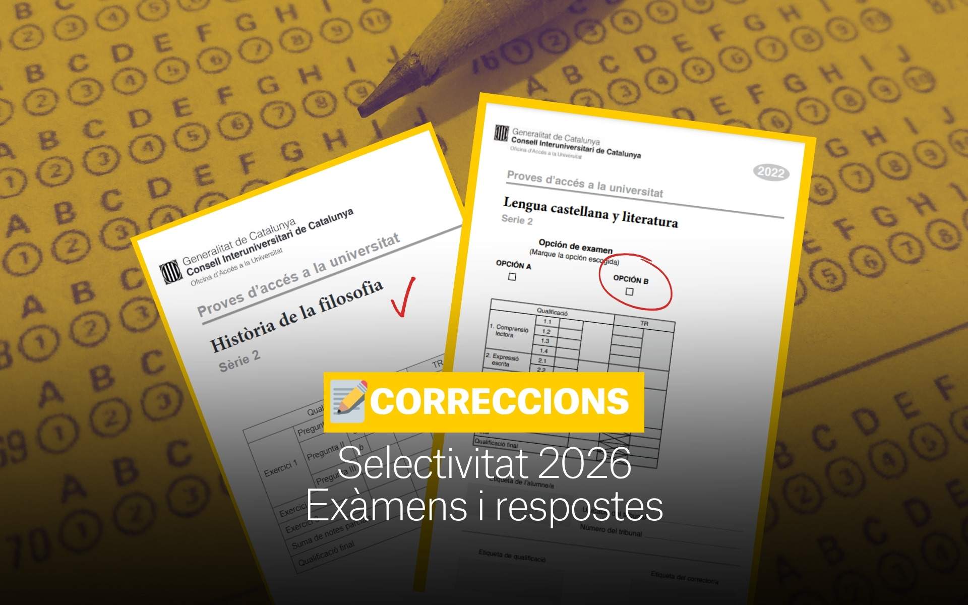 Correccions selectivitat 2026: respostes i solucio