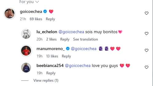 La respuesta de Goicoechea a la publicación de Manu Moreno / Instagram