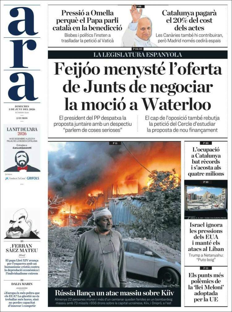 'Ara', 3 de juny de 2026