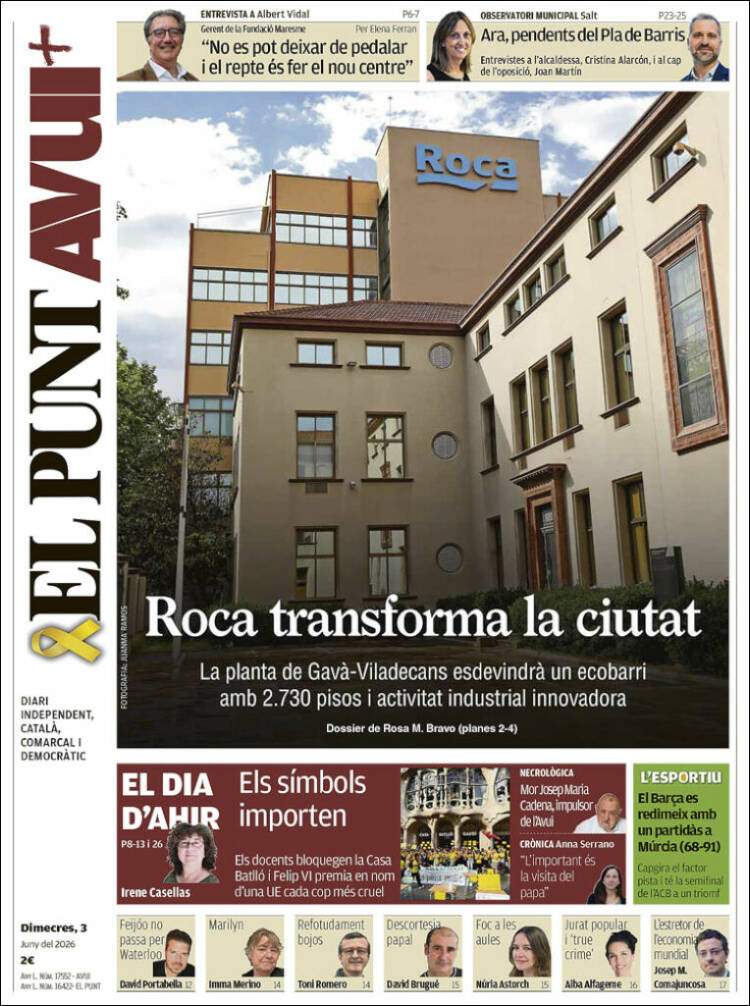 'El Punt Avui', 3 de juny de 2026
