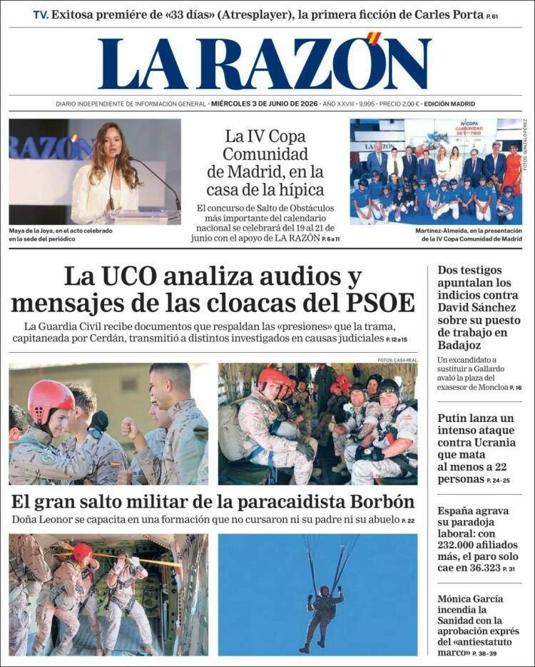 'La Razón', 3 de juny de 2026
