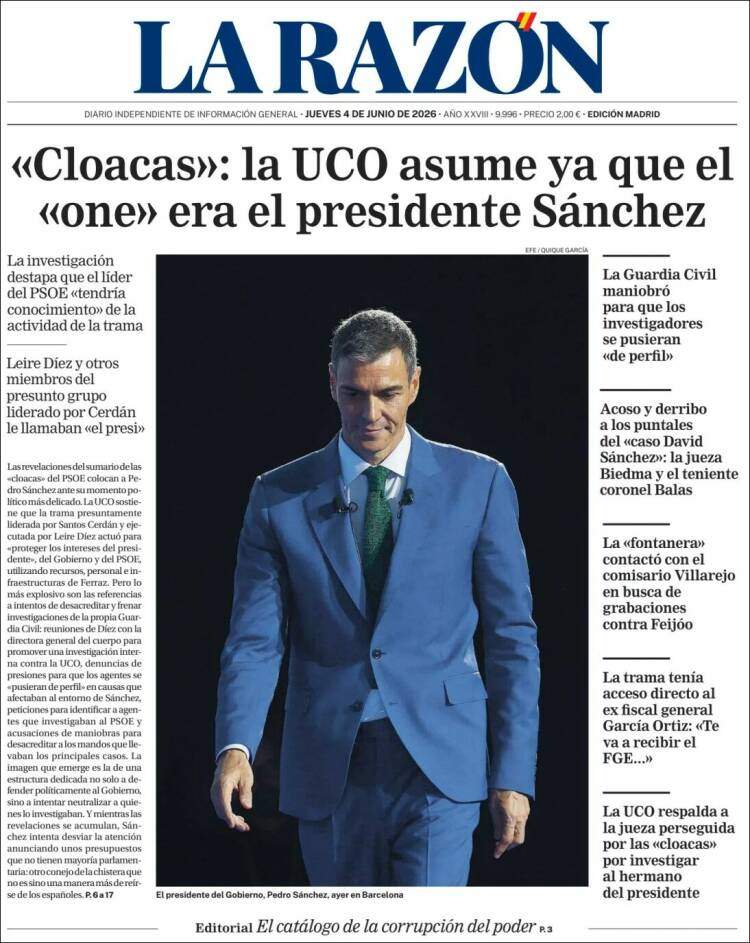 'La Razón', 4 de juny de 2026