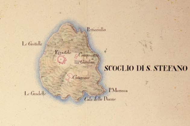 Mapa de l'illa de Santo Stefano (finals del segle XVIII). Font Catalogo del Beni Culturali. Ministeri de Cultura d'Itàlia (1) Mapa de l'illa de Santo Stefano (finals del segle XVIII). Font Catalogo del Beni Culturali. Ministeri de Cultura d'Itàlia (1)