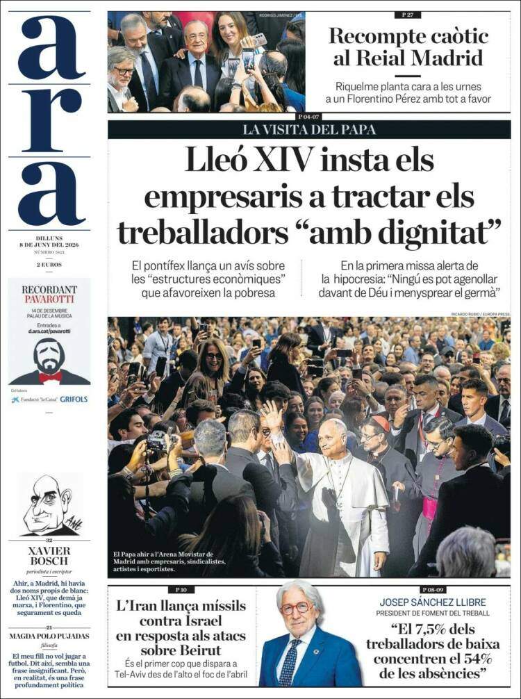 'Ara', 8 de juny de 2026