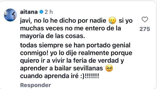 La resposta d'Aitana sobre el vídeo de Javi Hoyos / TikTok La resposta d'Aitana sobre el vídeo de Javi Hoyos / TikTok