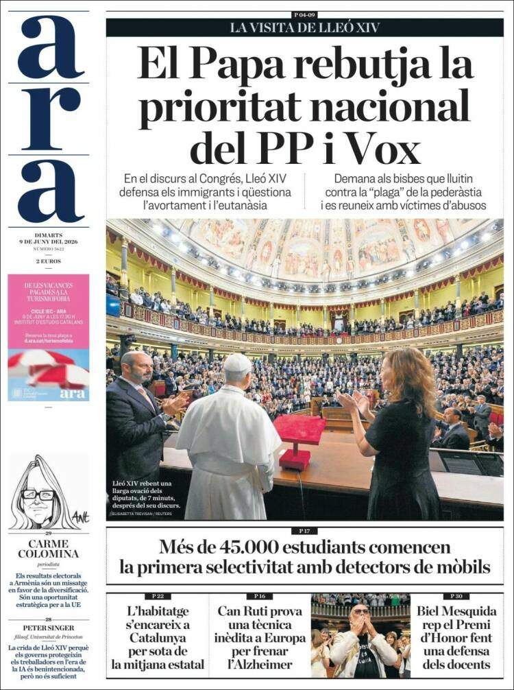 'Ara', 9 de juny de 2026