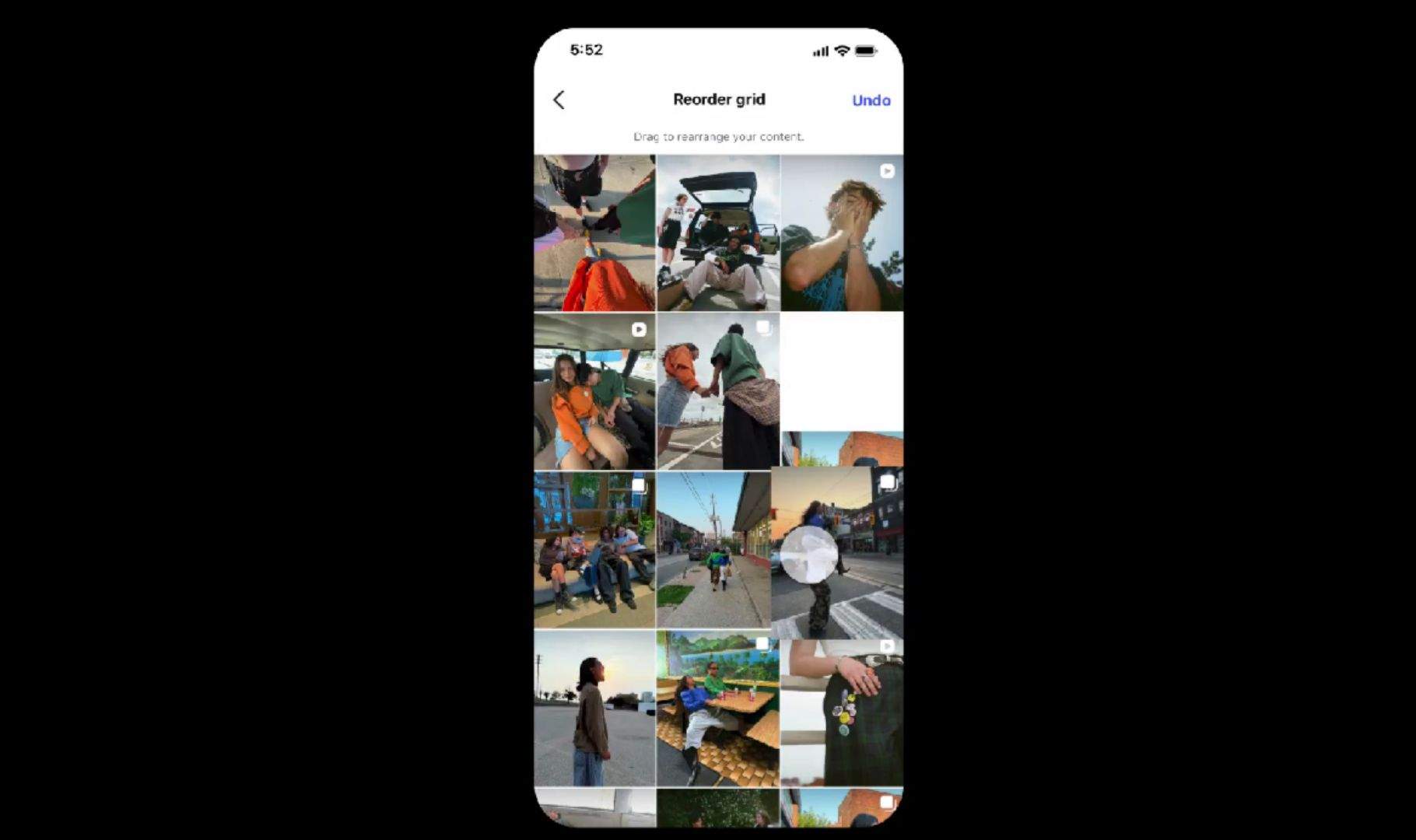Recol·locar la quadrícula de fotos d'Instagram ja 