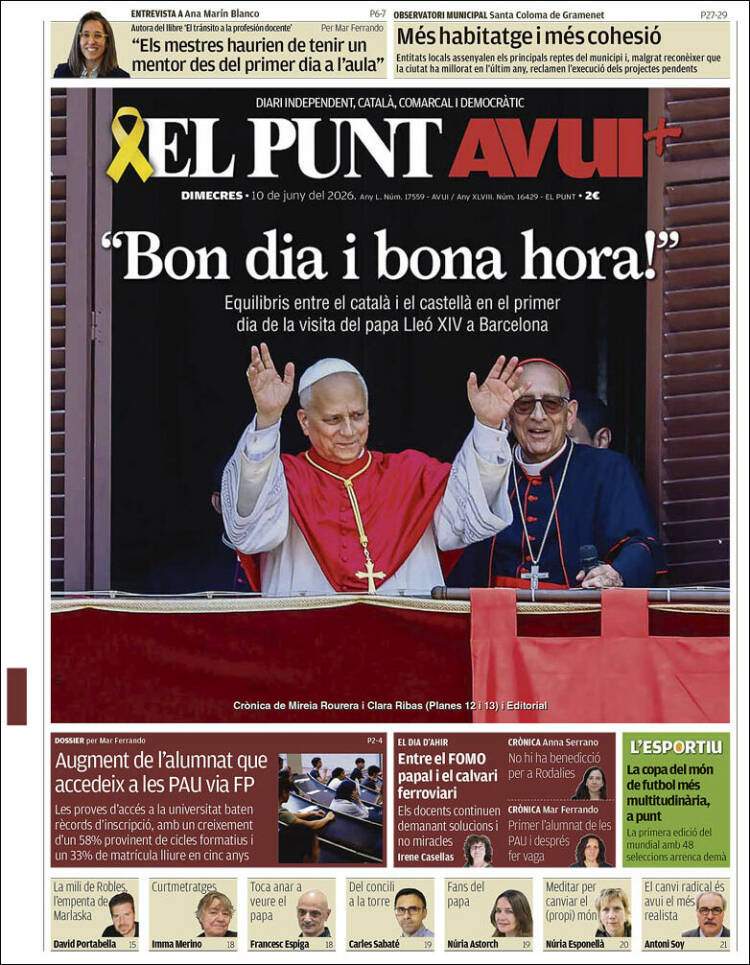 'El Punt Avui', 10 de juny de 2026