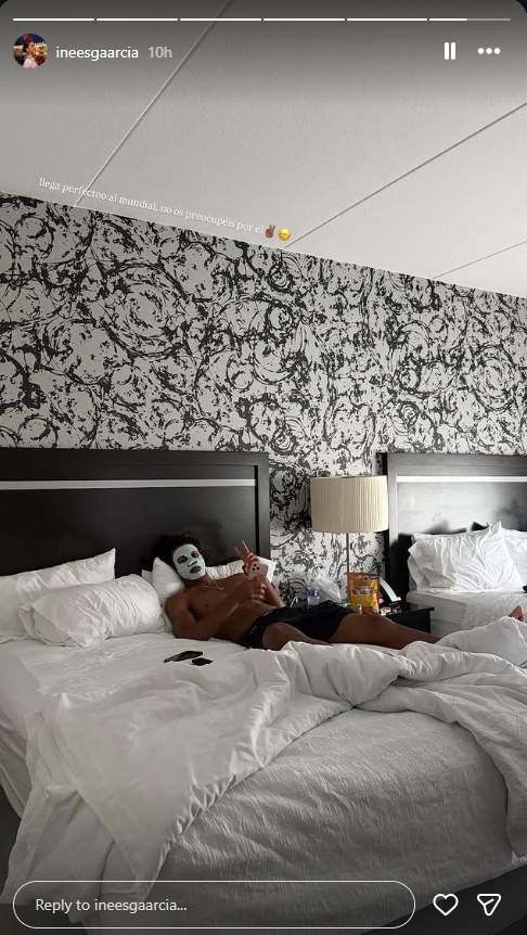Inés García comparteix una foto de Lamine Yamal des de l'hotel / Instagram