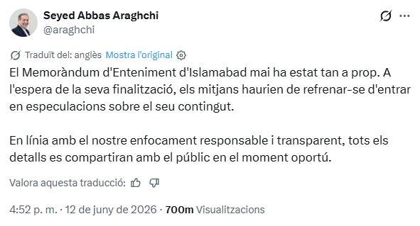 Piulada traduïda d'Abbas Araghchi Piulada traduïda d'Abbas Araghchi