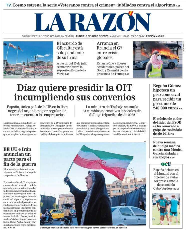 'La Razón', 15 de juny de 2026 'La Razón', 15 de juny de 2026
