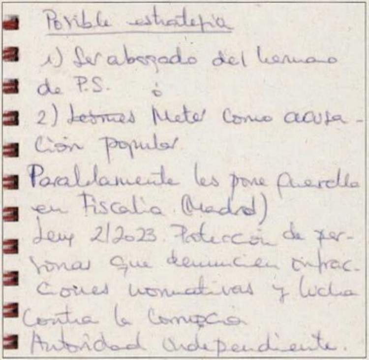 Anotacions llibreta Leire Diez informe UCO PS Pedro Sanchez / UCO Anotacions llibreta Leire Diez informe UCO PS Pedro Sanchez / UCO