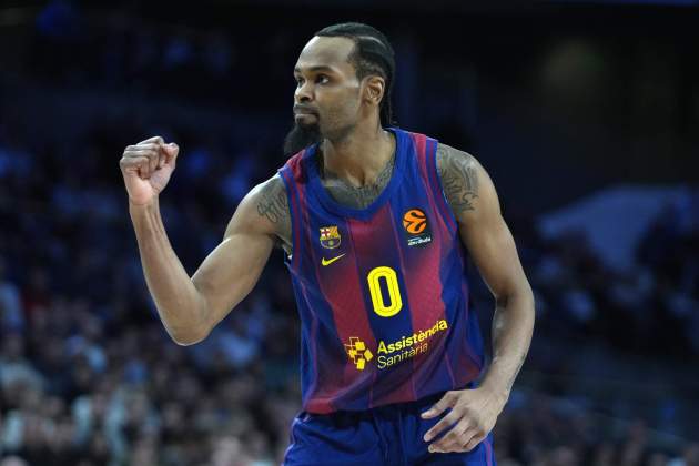 Punter celebra un punt amb el Barça de bàsquet / Foto: Europa Press Punter celebra un punt amb el Barça de bàsquet / Foto: Europa Press