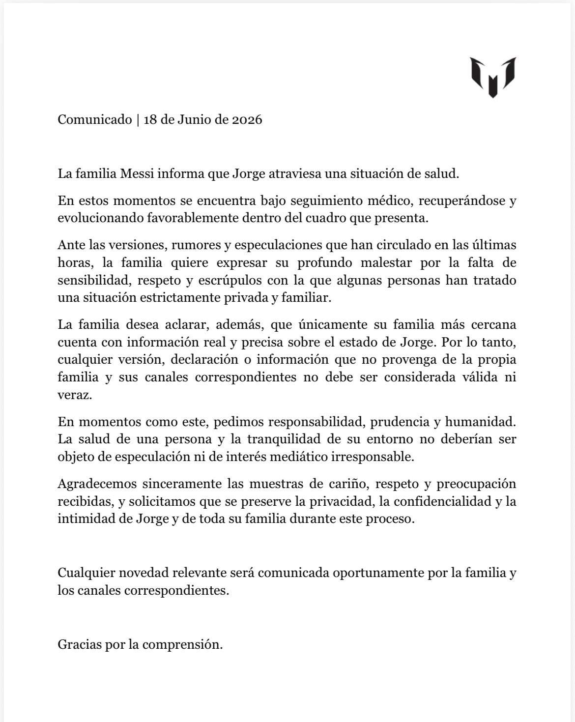 Comunicat família Messi