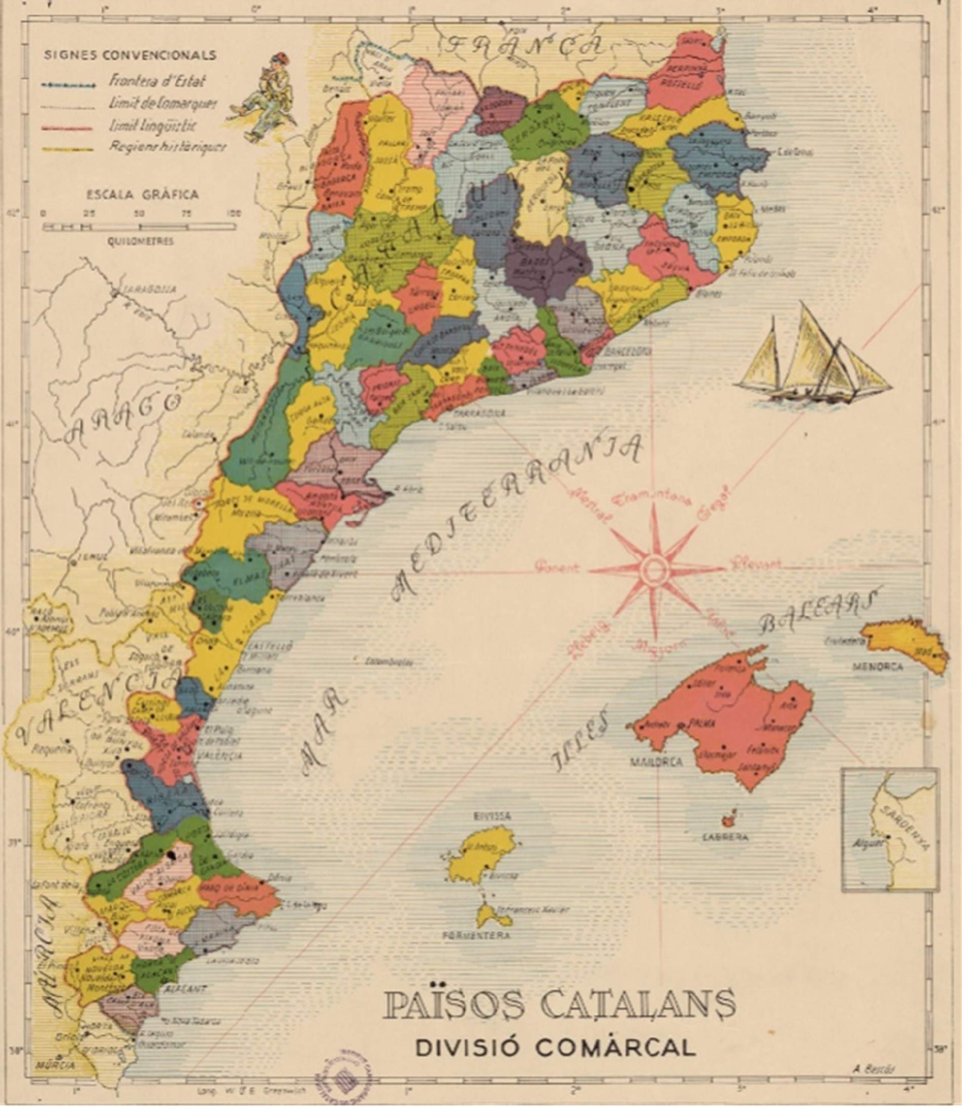 Mapa dels territoris de llengua i cultura catalano valenciana (1962). Font Omnium Cultural Mapa dels territoris de llengua i cultura catalano valenciana (1962). Font Omnium Cultural