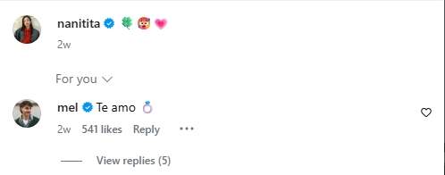 El comentari d'Anna Castillo a la publicació d'Álvaro Mel/ Instagram El comentari d'Anna Castillo a la publicació d'Álvaro Mel/ Instagram