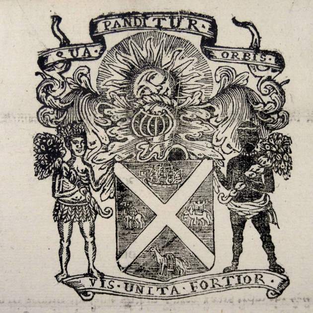 Escudo de la Compañía de Escocia. Fuente Biblioteca de la Universidad de Glasgow (1) Escudo de la Compañía de Escocia. Fuente Biblioteca de la Universidad de Glasgow (1)