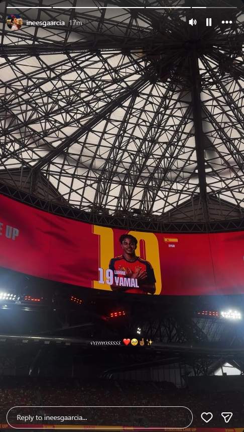 Inés García dona suport a Lamine Yamal en el partit / Instagram Inés García dona suport a Lamine Yamal en el partit / Instagram