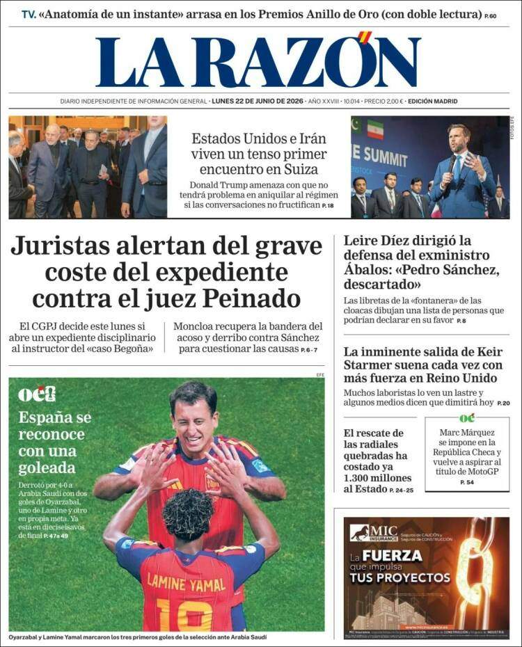 'La Razón', 22 de juny de 2026 'La Razón', 22 de juny de 2026