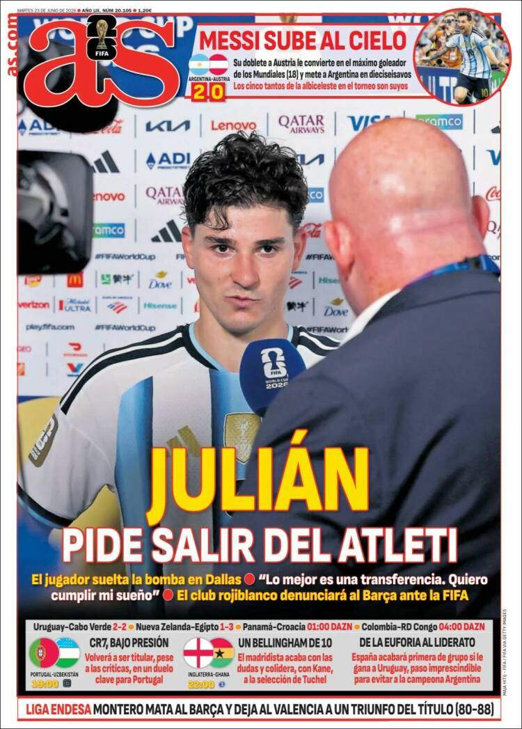 Portada diario As 23 de juny Portada diario As 23 de juny