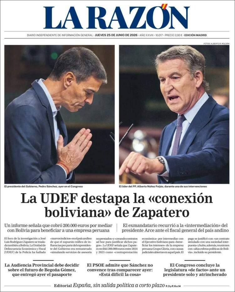 'La Razón', 25 de juny de 2026