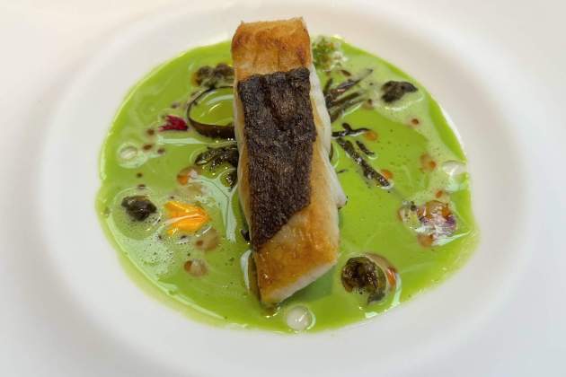 Dèntol madurat en algues, créixens i ma de buda del restaurant Cocina Hermanos Torres. / Foto: Rosa Molinero Trias