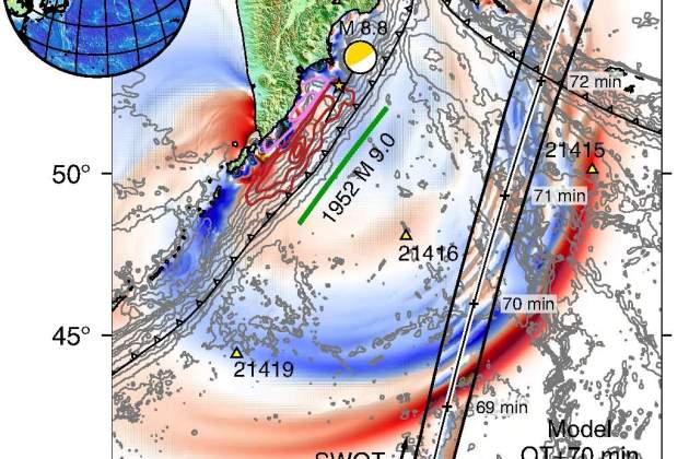 Mapeo de color en el tsunami de magnitud 8,8