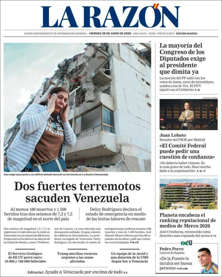 'La Razón', 26 de juny de 2026