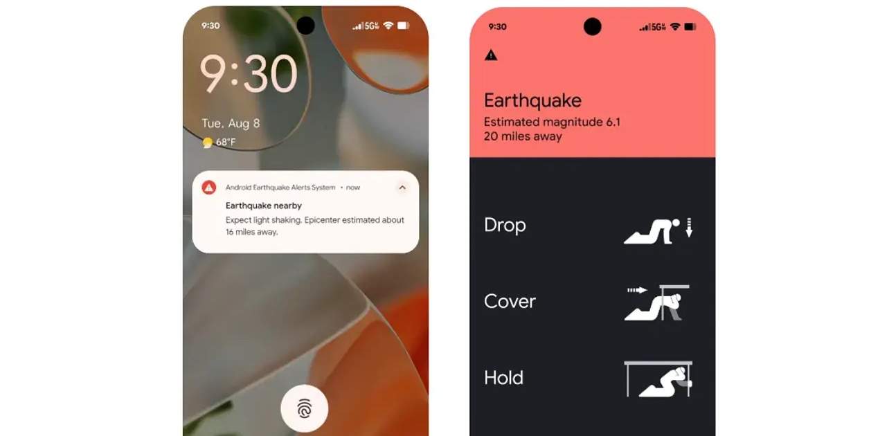 Aviso de alerta temprana de terremoto en Android