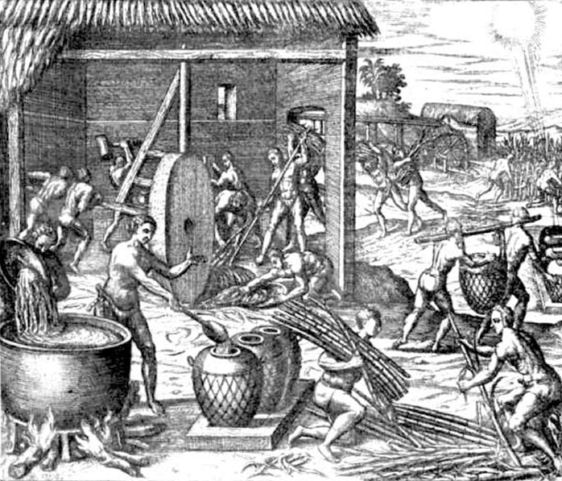 Representació del treball en una encomienda (segle XVII). Font Univesitat d'Alacant