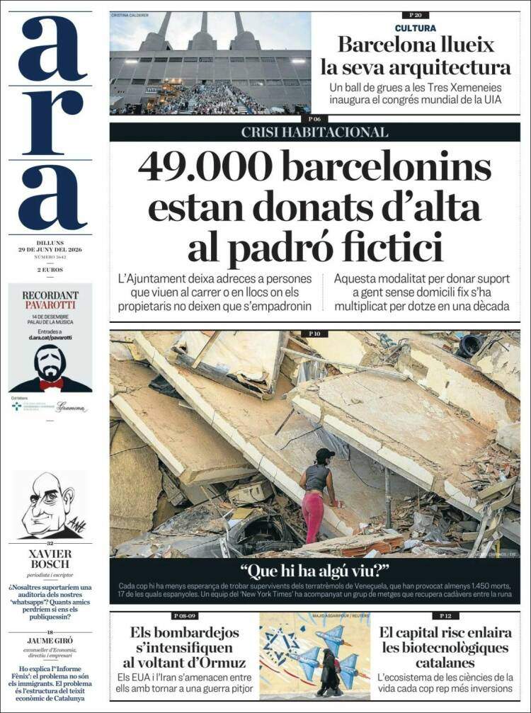'Ara', 29 de juny de 2026