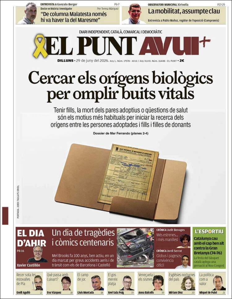 'El Punt Avui', 29 de juny de 2026