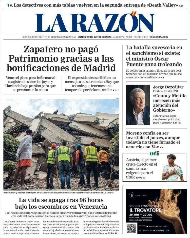 'La Razón', 29 de juny de 2026