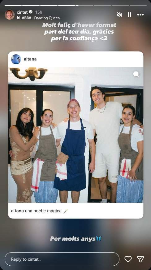 Cintet con su equipo, cocinando para el cumpleaños de Aitana / Instagram 