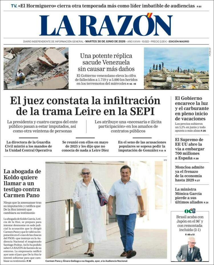 'La Razón', 30 de juny de 2026