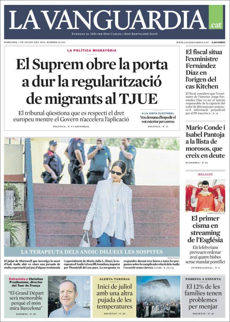 'La Vanguardia', 1 de juliol de 2026 'La Vanguardia', 1 de juliol de 2026