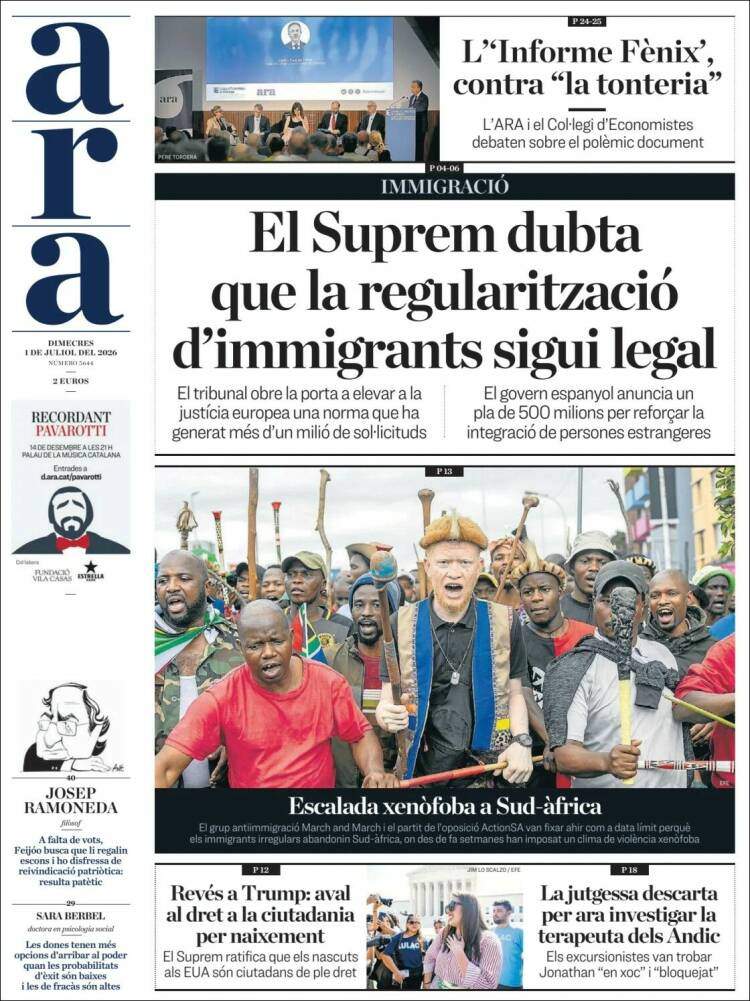 'Ara', 1 de juliol de 2026 'Ara', 1 de juliol de 2026
