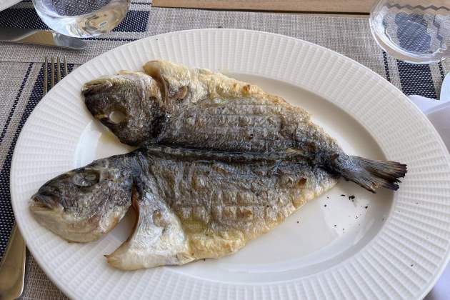Orada a la brasa del restaurant Albarada. / Foto: Emma Porta Orada a la brasa del restaurant Albarada. / Foto: Emma Porta