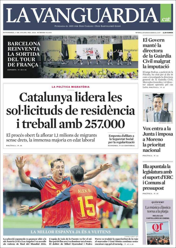 'La Vanguardia', 3 de juliol de 2026 'La Vanguardia', 3 de juliol de 2026