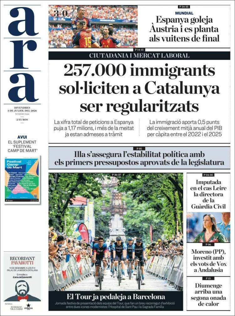 'Ara', 3 de juliol de 2026 'Ara', 3 de juliol de 2026