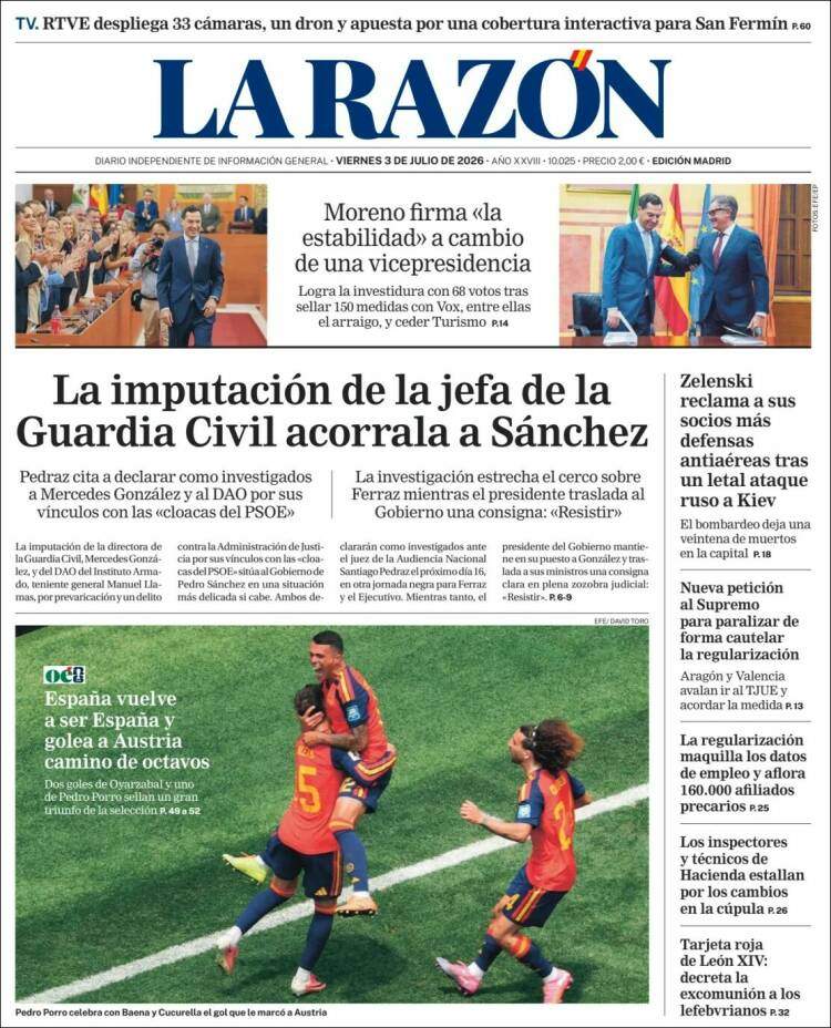 'La Razón', 3 de juliol de 2026 'La Razón', 3 de juliol de 2026