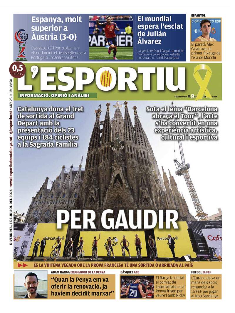 L'Esportiu portada 03 07 2026 L'Esportiu portada 03 07 2026