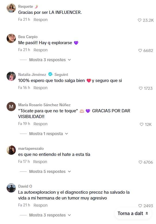Els comentaris del vídeo de Marina Rivers / TikTok Els comentaris del vídeo de Marina Rivers / TikTok
