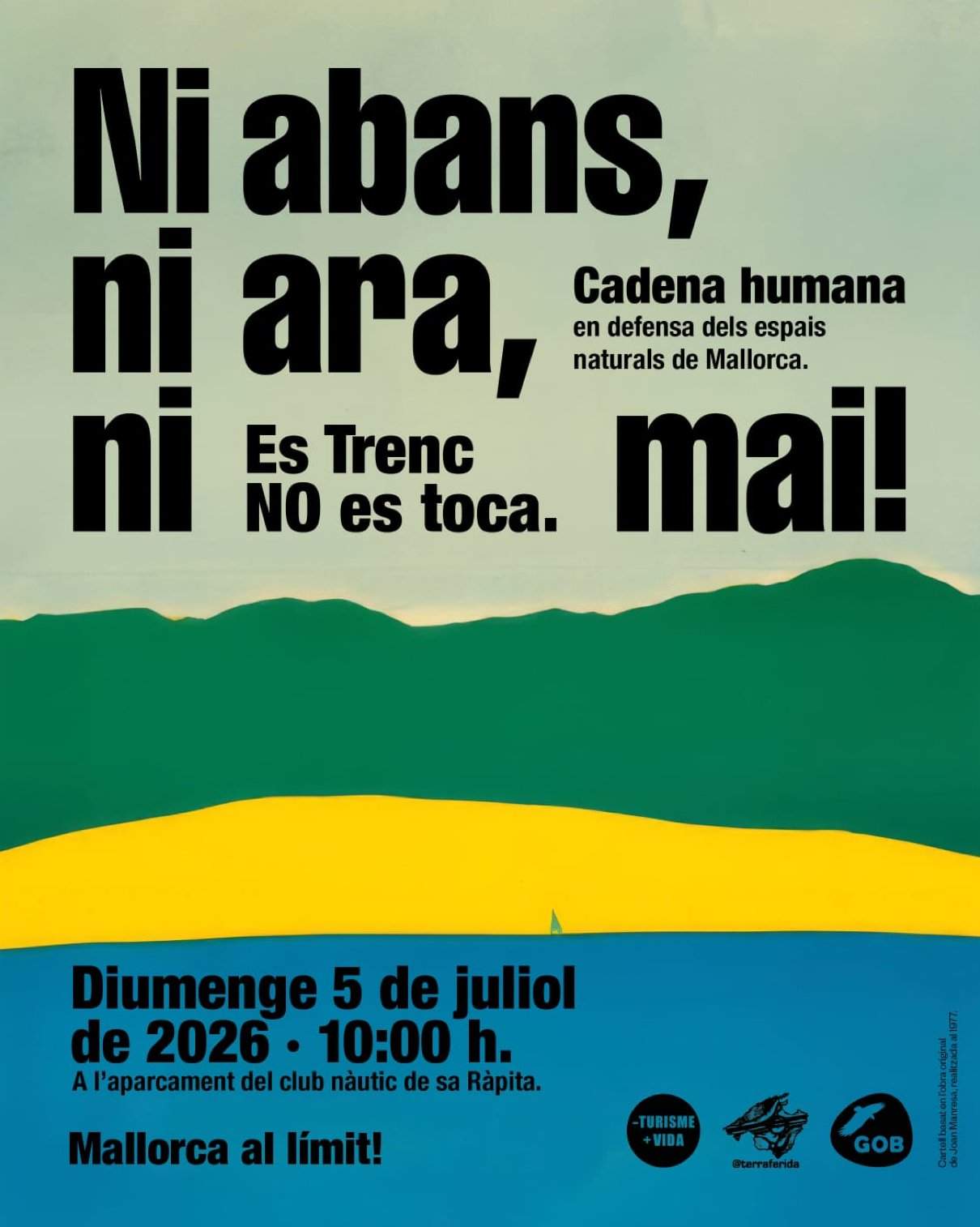Cadena humana es trenc Mallorca, cartell
