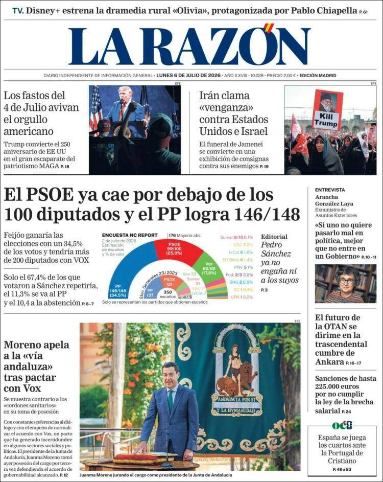'La Razón', 6 de juliol de 2026 'La Razón', 6 de juliol de 2026
