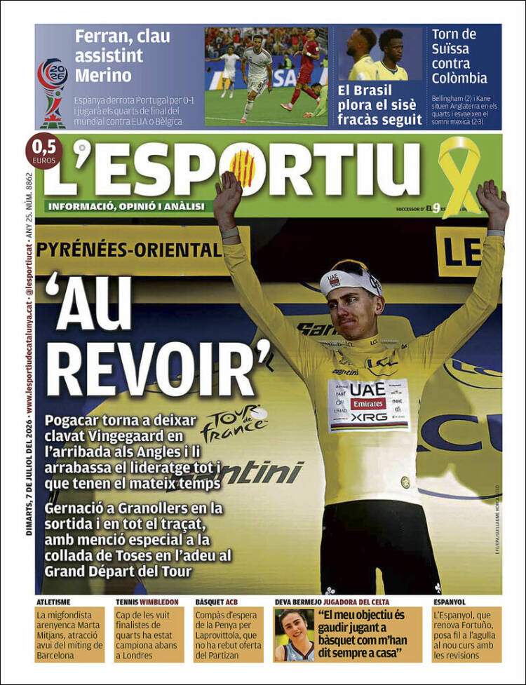 L'Esportiu portada 07 07 2026 L'Esportiu portada 07 07 2026