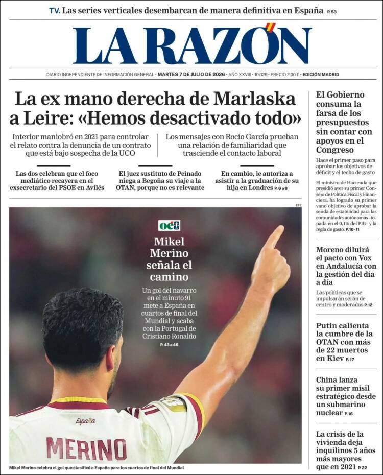 'La Razón', 7 de juliol de 2026 'La Razón', 7 de juliol de 2026